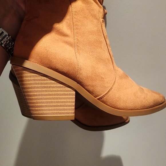Suede Western Knee-High Boots Cognac Brown Women's 7.5 - Picture 6 of 15